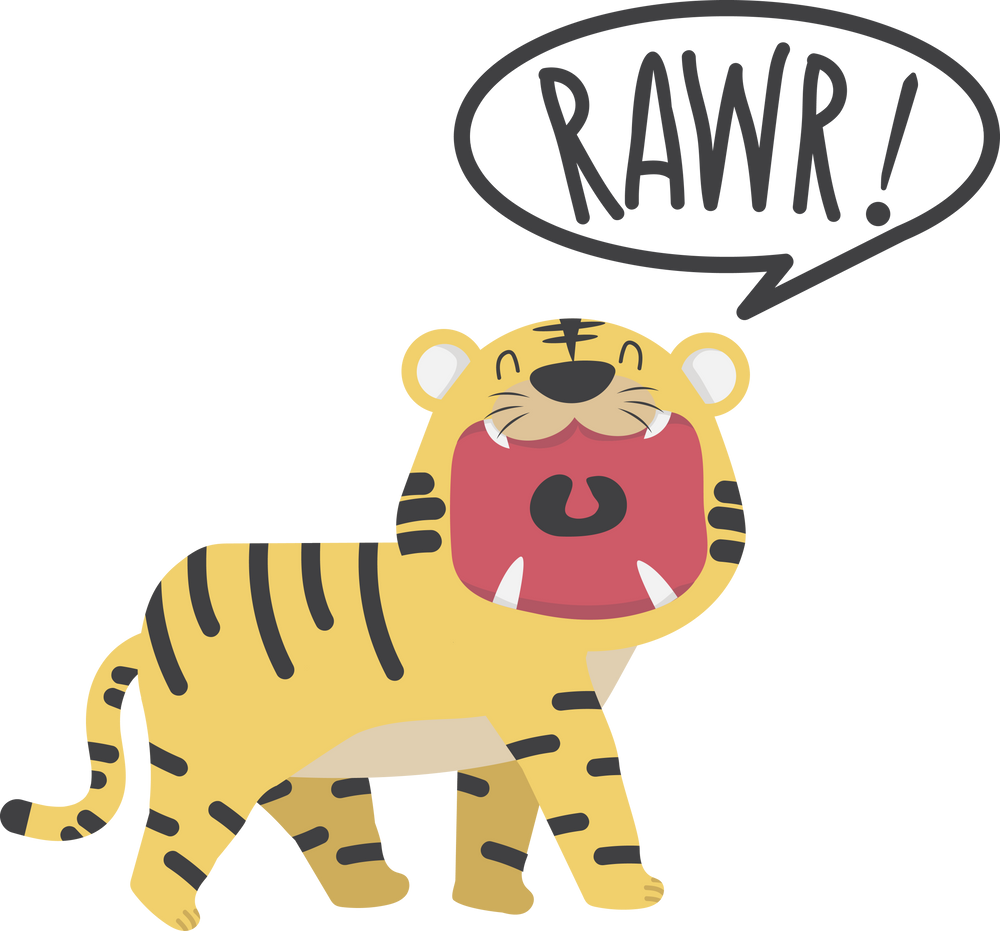 Cute tiger open mouth roaring